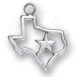 Flat Cutout State Of Texas Outline Charm With Lone Star
