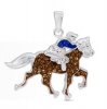 Cubic Zirconia Pave Horse And Rider Pendant