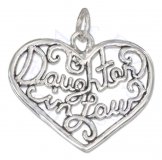 "DAUGHTER In LAW" Open Filigree Heart Charm