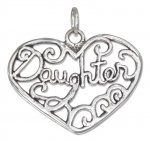 "DAUGHTER" Open Filigree Heart Charm