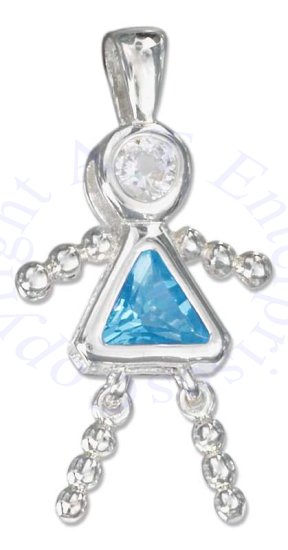 December Birthstone Brat Child Baby Girl Charm Pendant - Click Image to Close