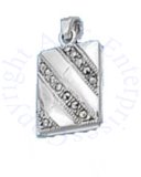 Two Picture Lined Marcasite Rectangular Locket Pendant