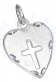Heart Cutout Christian Religious Cross Charm