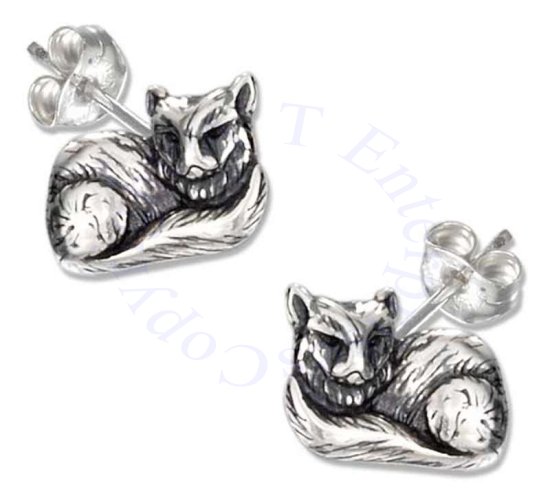 Side Laying Breaded Cat Post Earrings - Click Image to Close