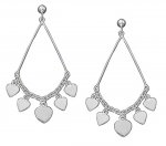 Double Bar Connected Chain Heart Dangles Post Earrings