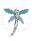 Dragonfly Pendant Cubic Zirconia Body Blue Enamel Wings