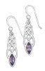 Elongated Celtic Knot Dangle Earrings With Amethyst