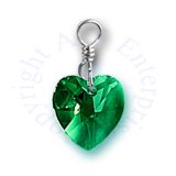 Emerald Green May Crystal Heart Birthstone Charm