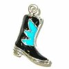 3D Enamel Black And Turquoise Cowboy Boots Charm
