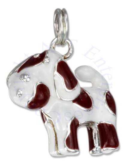 3D Enameled Spotted Puppy Dog Charm - Click Image to Close