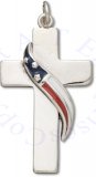 Enameled Red White And Blue Flag On Cross Charm