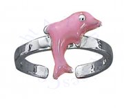Enamel Pink Dolphin Toe Ring