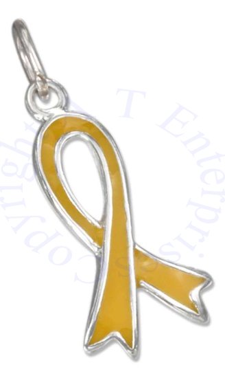 Enameled Yellow Ribbon Charm - Click Image to Close