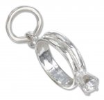 Simulated Diamond Cubic Zirconia Engagement Wedding Ring Charm