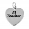 Engraveable Word Number One Teacher Heart Charm