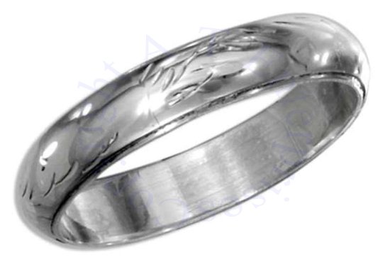 Unisex Etched 4mm Wedding Band Ring - Click Image to Close