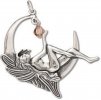 Fantasy Woman Fairy Sitting In Crescent Moon With Jewel Charm