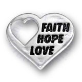 FAITH HOPE LOVE With Cut Out Heart Heart Shaped Charm