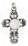 Filigree Imitation Opal Christian Religious Cross Charm