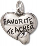 FAVORITE TEACHER Heart With Apple Charm