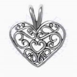 Beautiful Filgree Scroll Heart Charm
