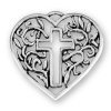 Filigree Heart With Religious Cross Charm
