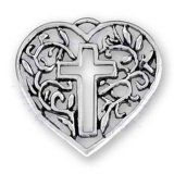 Filigree Heart With Religious Cross Charm