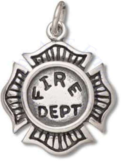 Fire Fighter Firemans Department Badge Charm - Click Image to Close