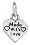 "Made With Love" Word Message Heart Charm