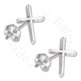 Thin Christian Religious Cross Post Earrings