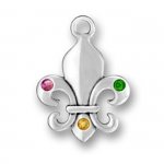 French Heritage Fleur De Lis Charm With Mardi Gras Crystals