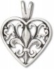 French Heritage Scrolled Heart With Fleur De Lis Pendant