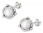 Flower Concho White Mother Of Pearl Post Earrings