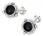 Flower Concho Black Onyx Post Earrings