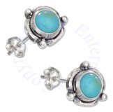 Flower Concho Turquoise Post Earrings