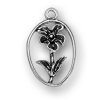 Flower Charm With Stem And Leaves In Oval