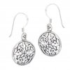 Four Endless Weave Celtic Knots In Circle Earrings On French Wires