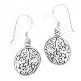 Four Endless Weave Celtic Knots In Circle Earrings On French Wires