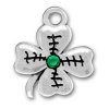 Two Sided Good LuckFour Leaf Clover Charm With Green Center Crystal