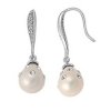 Freshwater Pearl Clear Cubic Zirconia Ornate Frenchwire Drop Earrings