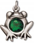 Green Cubic Zirconia Sitting Toad Frog Charm