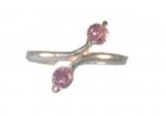 Fused Prong Shank Two Pink Cubic Zirconia Stones Adjustable Toe