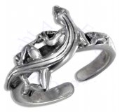 Sterling Silver Men's 3D Lizard Adjustable Toe Ring