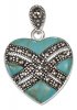 Turquoise Heart Pendant Marcasite Bands