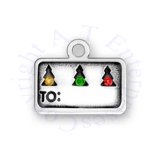 3D Present Gift Tag Colorful Cubic Zirconia Christmas Tree Charm