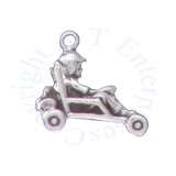 Sterling Silver 3D Go Cart With Passenger Charm
