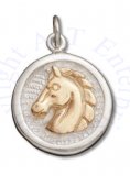 Round Medallion Gold Horsehead Charm