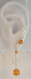 Left And Right Long Dangle Honey Amber Sphere Ear Cuff Wrap Set