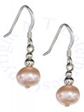 Golden Pink Freshwater Pearl Drop Earrings
