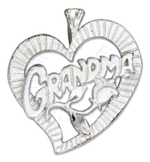 Small GRANDMA Heart And Rose Pendant - Click Image to Close